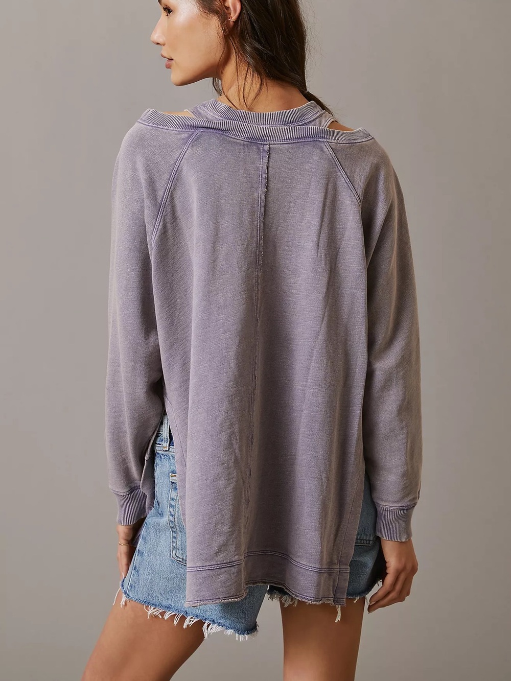 Anthropologie Pilcro Crossover Sweatshirt in Purple Women’s Sz Small 100% Cotton - Picture 3 of 10